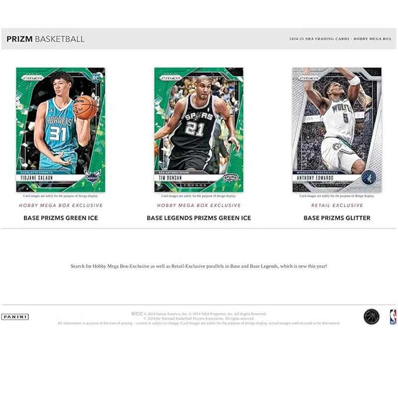 2024-25 NBA プリズム バスケットボール トレーディングカード 6パック ホビー メガボックス 10個入り グリーンアイス プリズム ボックス コレクションカード