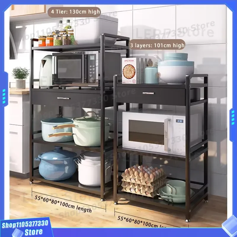 Metal Floor to Ceiling Kitchen Storage Rack Dual Function Space Saving Organizer Practical Multifunctional Finishing Shelf