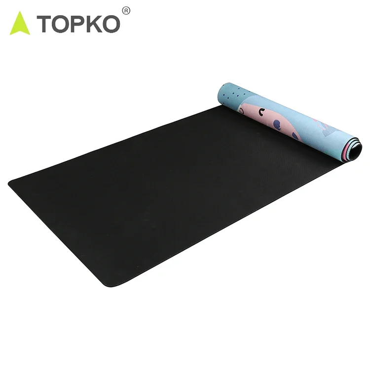 Ready to ship suede PU natural rubber yoga mats 183*61*4mm colorful printing yoga mat with yoga strap