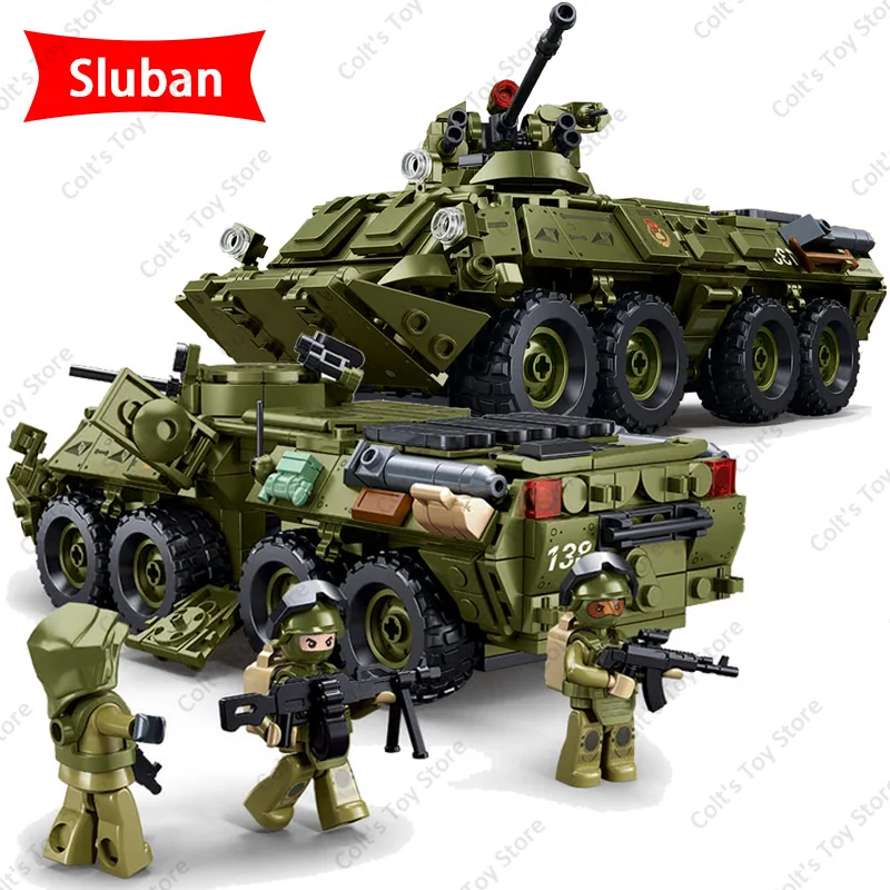 WW2 Soviet Military Weapon BTR-80 Armored Personnel Carrier Building Blocks Pantsyr-S1 Air Defense System Bricks Model Toys Gift