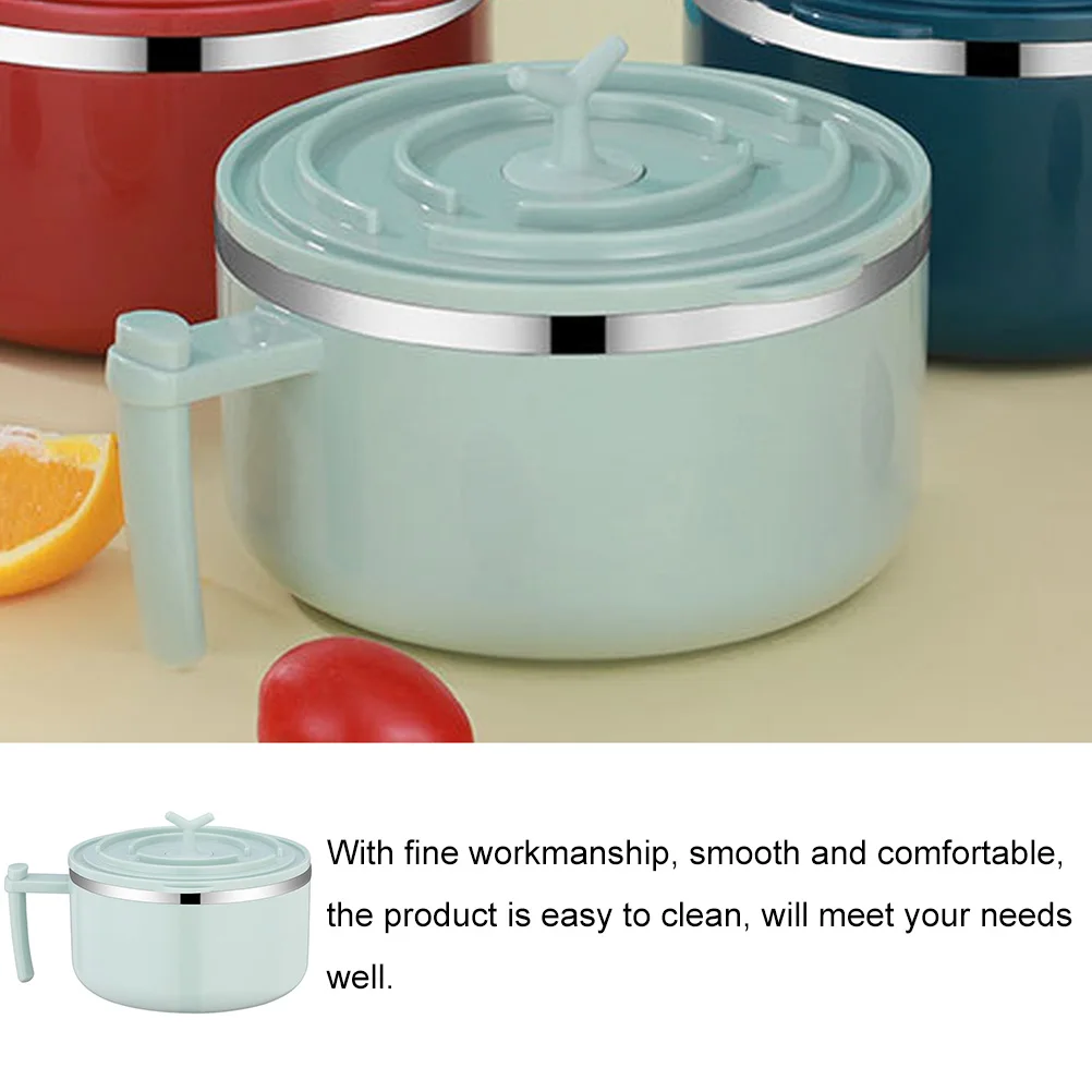 

Heat Resistant Stainless Steel Noodle With Lid Large Capacity Food Serving Bowl Soup Rice Bowl For Office School