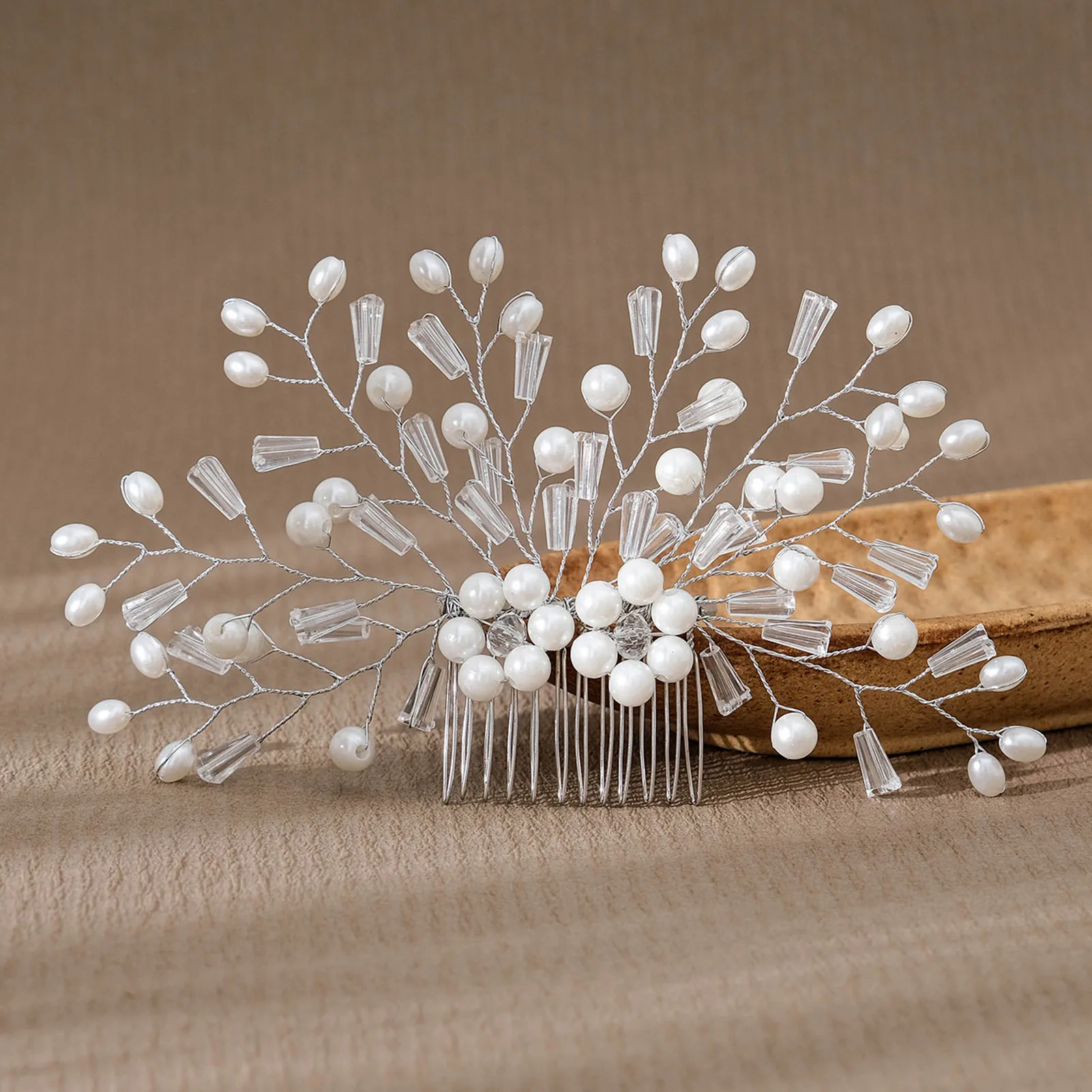 Pearl Side Hair Comb Headdress Luxurious Beauty Headwear No Hair Hurt Hair Decor for Birthday Stage Party Show Dress up