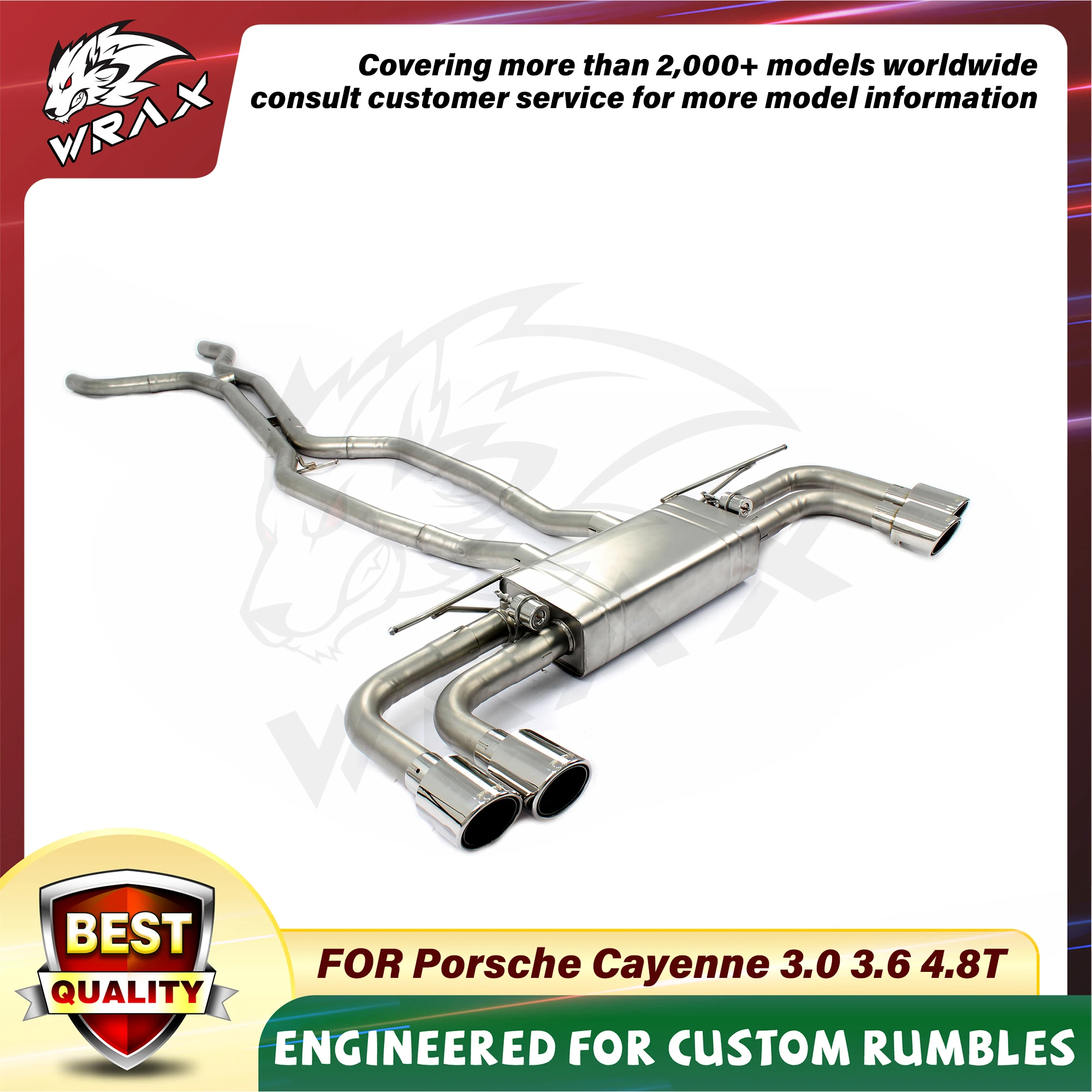 

304 Stainless Steel Catback Exhaust System Performance Muffler Pipes For Porsche Cayenne 3.0 3.6 4.8T With valve