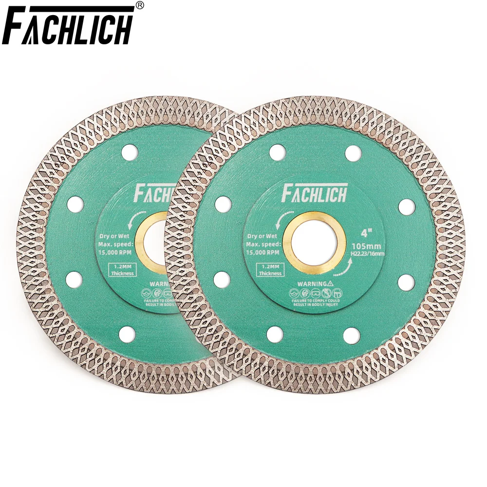 

FACHLICH 2pcs Cutting Disc 105mm Hot Pressed Diamond X Mesh Turbo For Ceramic Porcelain Tile Marble Granite Saw Blade 4inch