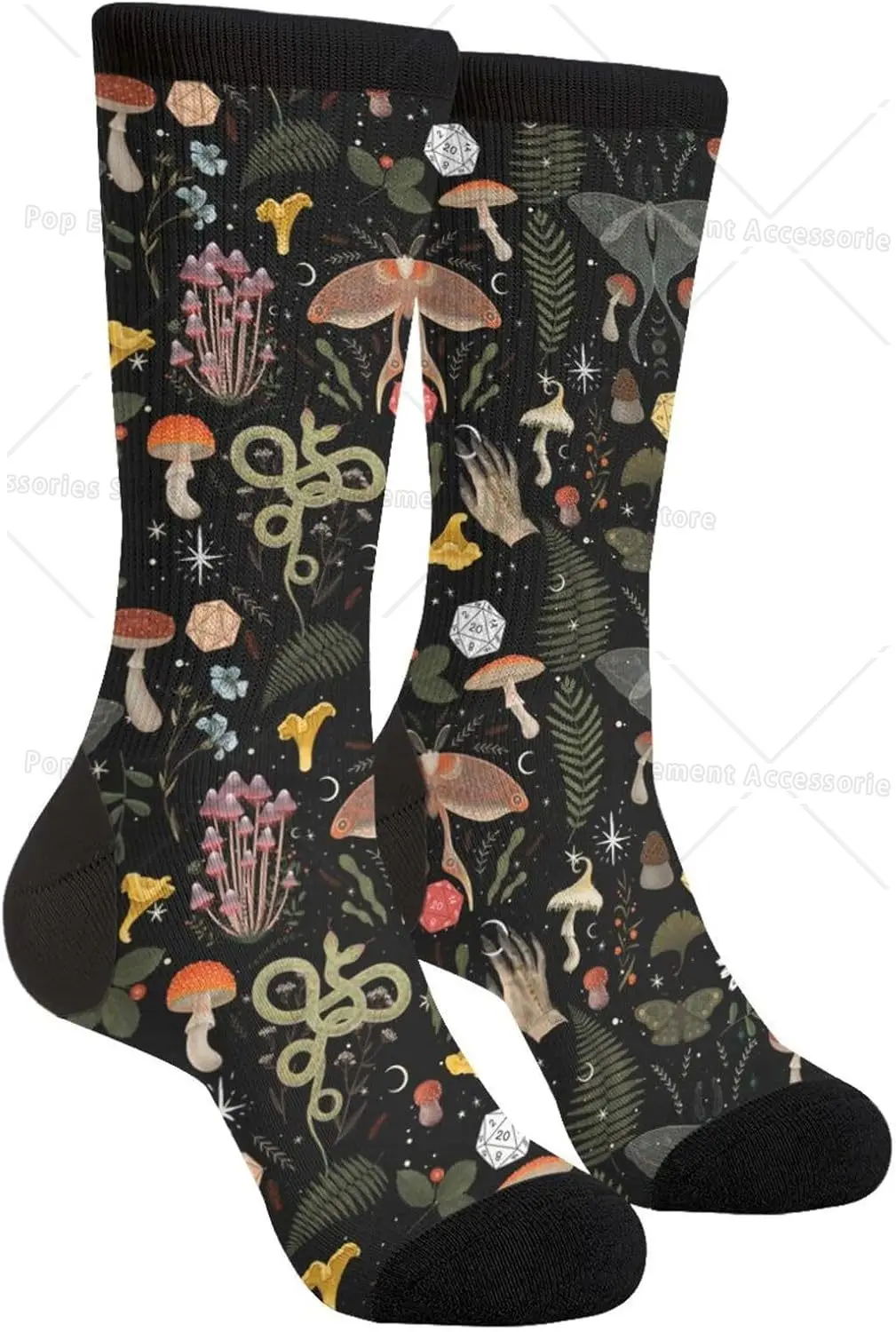 Forest Mushroom Bird Socks Funny Novelty Socks Unisex Crazy Crew Dress Socks