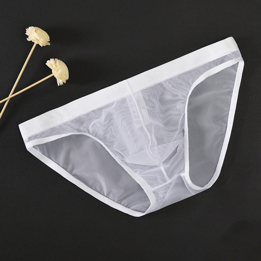رجل مثير الملابس الداخلية انظر من خلال سراويل شبكة ملخصات الملابس الداخلية سريعة الجافة جذوع منخفضة الارتفاع سيسي U محدب الحقيبة السروال الكلسون #2
