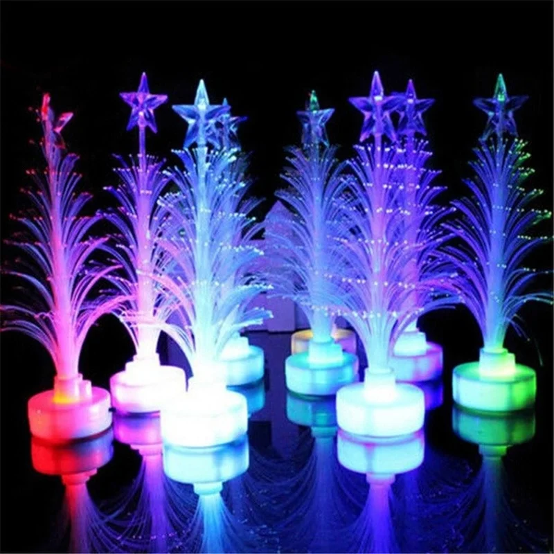 1Pcs Christmas Tree Lamp Light Colorful LED Fiber Optic Nightlight Children Xmas Gift  Decoration Night Light-Up Toy