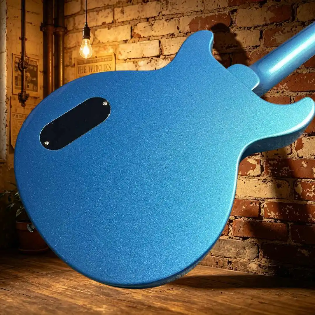 STUDI Electric Guitar Metal Blue Single P90 Pickup Minimalist Hardware Configuration Solid Wood Piano Body Rose Wood Fingerboard view 4