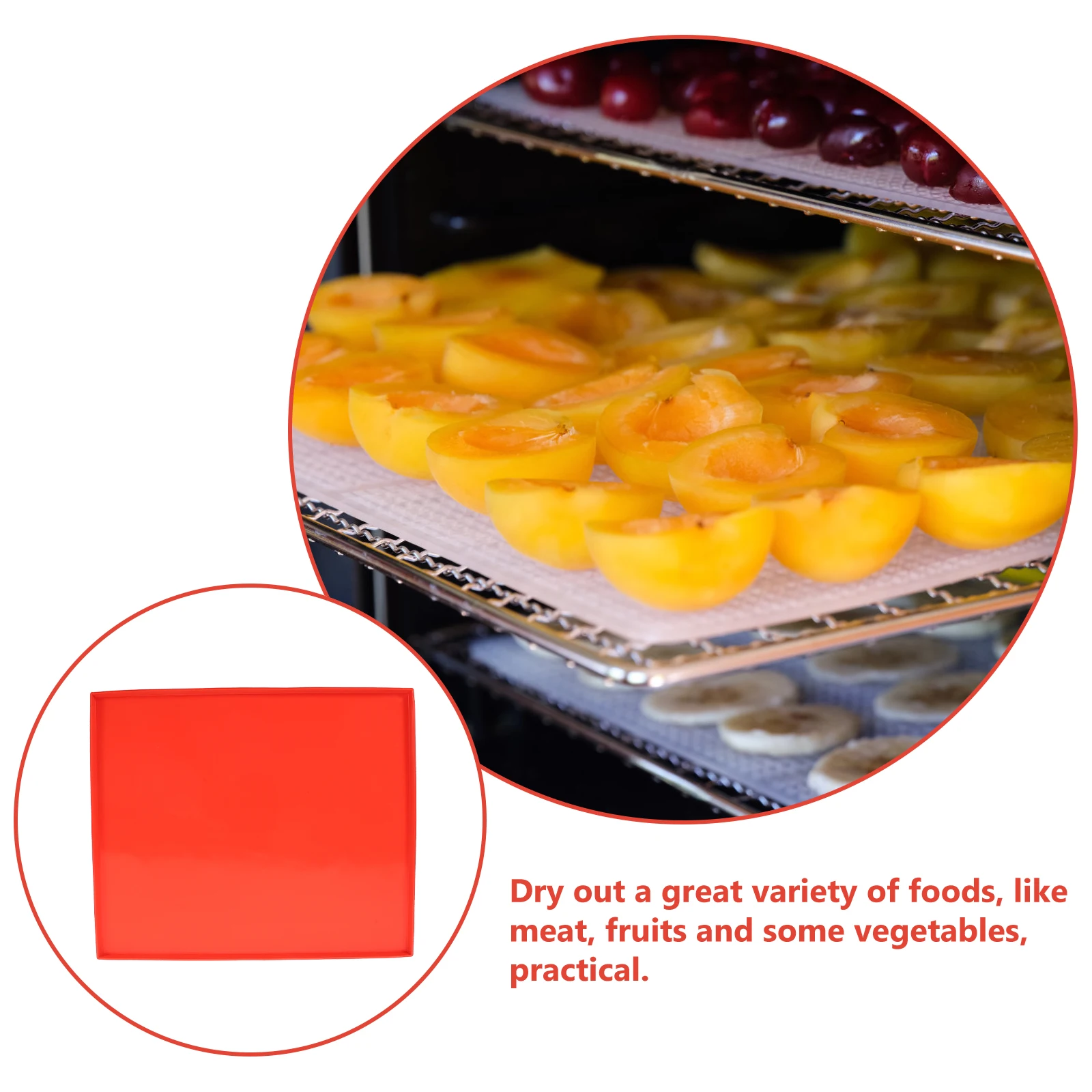 

3 Pcs Silicone Pad for Food Dehydrator Liner Dryer Pads Fruit Household Square Trays Non Stick Mats Dehydrator Sheets