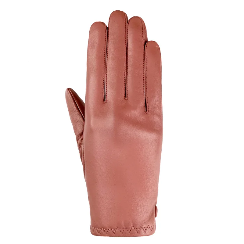 AliExpress NONE White Genuine Leather Gloves Ladies Hand Warmer Driving Cycling Windproof guantes Sheepskin Split Finger Luxury Gloves