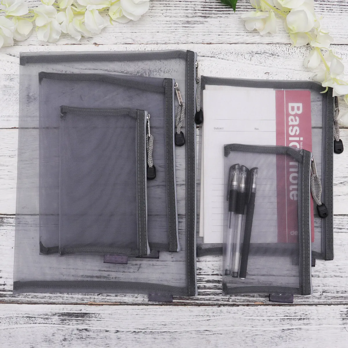 

Набор из 5 сетчатых сумок для документов на молнии, портативный органайзер для бумаг, серая сумка для канцелярских принадлежностей, для офиса, школы, для карандашей и телефонов