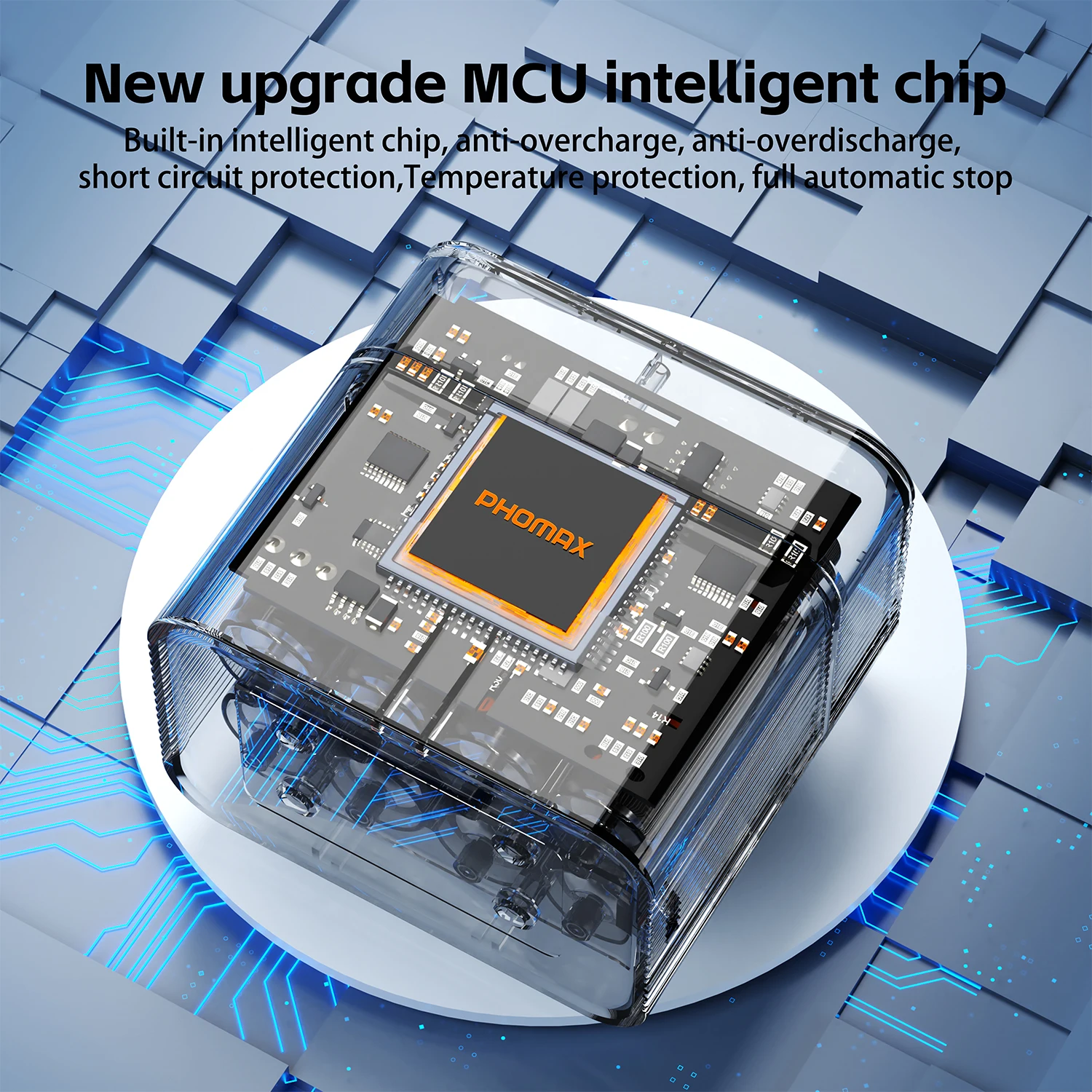 PHOMAX 8-Slot Smart Charger for AA/AAA Batteries 1.5V 4200mWh/1110mWh Fast-Charging Lithium Battery Set