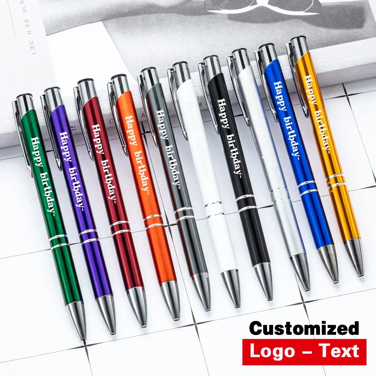 

10-100Pcs/Lot High-quality Black Roller Metal Ballpoint Pen 1.0mm Gift Pens Advertising Gift Pen Free Custom Logo