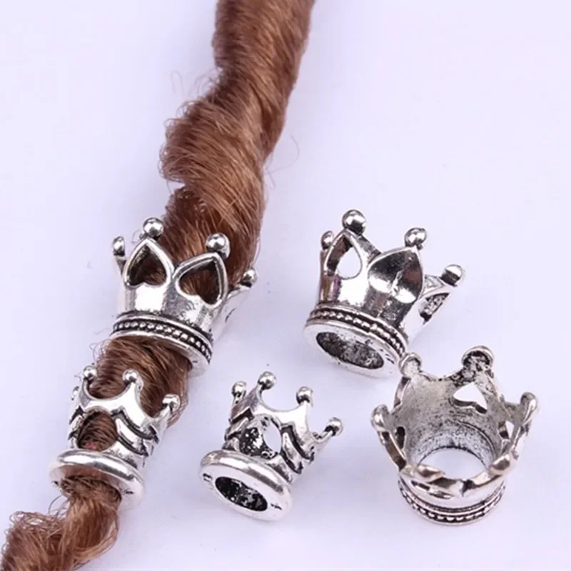 5-10Pcs Silver Gold Beads Dreadlock Beads Dread Big Small Crown Braid Cuffs Clip Beads Hair Ringshair Accessories for Braids