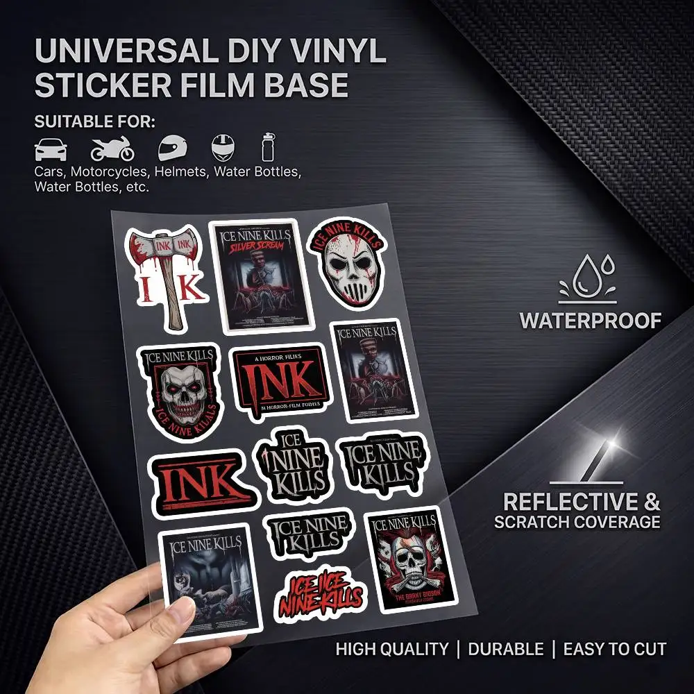 I-IceNineKills-s High Visibility Reflective Waterproof Decal Scratch Hide Sticker Fit Car Motorcycle Helmet Refrigerator