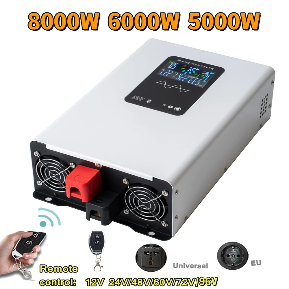 Pure Sine Wave Inverter Power Inverter 8000W DC 12V 24V 48V To AC 220V 240V 50HZ Continuous Power 4000W Suitable For Home And RV