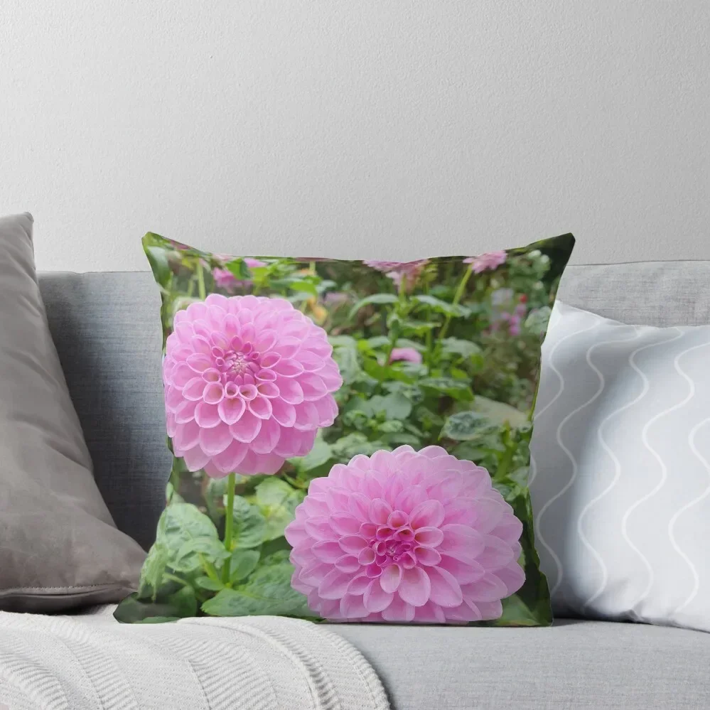 Two Pink Dahlias Throw Pillow luxury decor Pillowcases Bed Cushions Anime bed pillows pillow