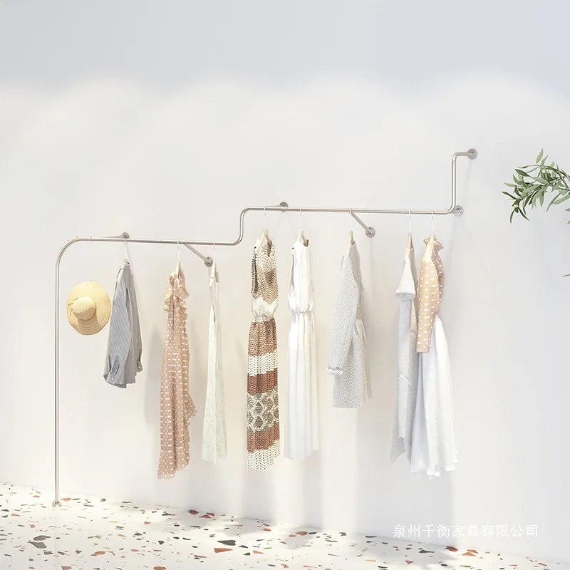 Women's clothing store creative Internet celebrity wall hanging clothes pole clothing wall hanging rack side hanging clothes rac