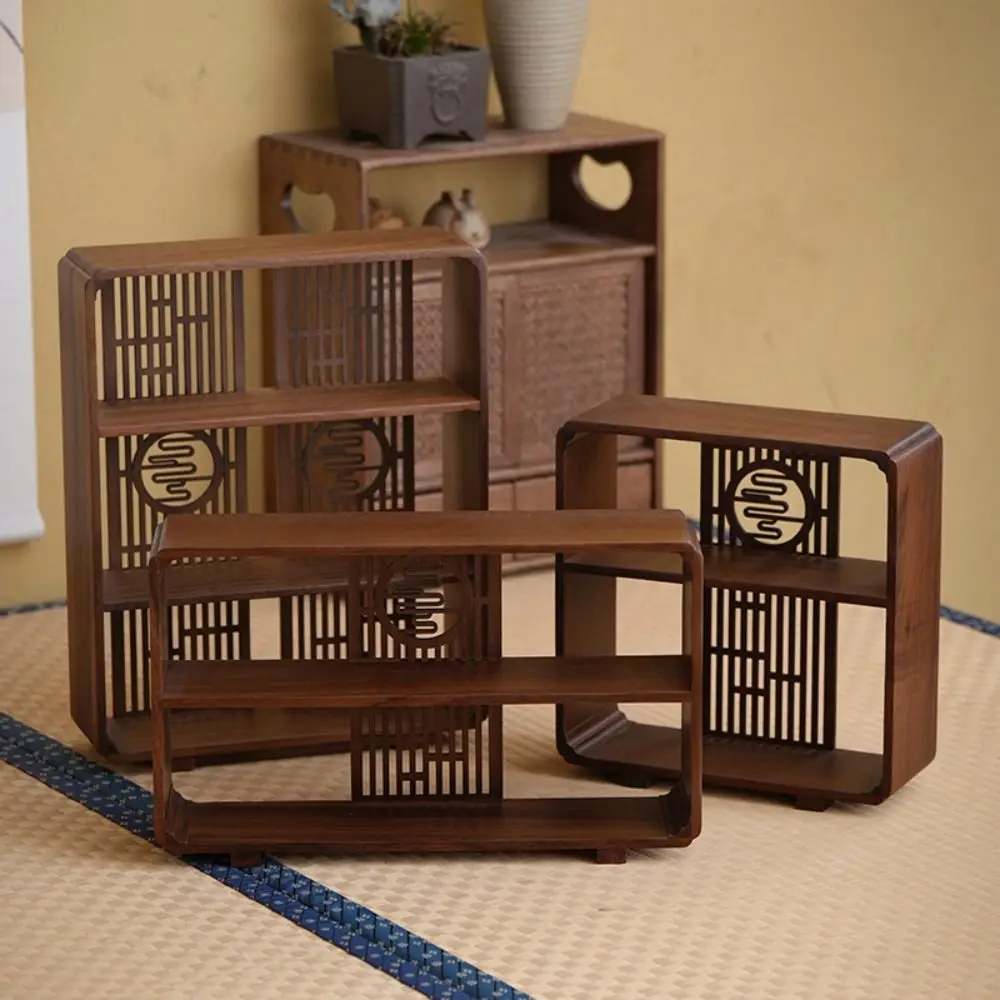 Etagere-de-presentation-en-noyer-chinois-vitrine-ajouree-armoire-de-rangement-pour-the-bord-sculpte-organisateur-de-the-artisanal