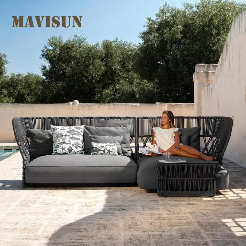 

New Outdoor Rattan Sofa Of Garden Courtyard Villa Rain-Proof And Sun-Proof Open-Air Chair Balcony Furniture Combination