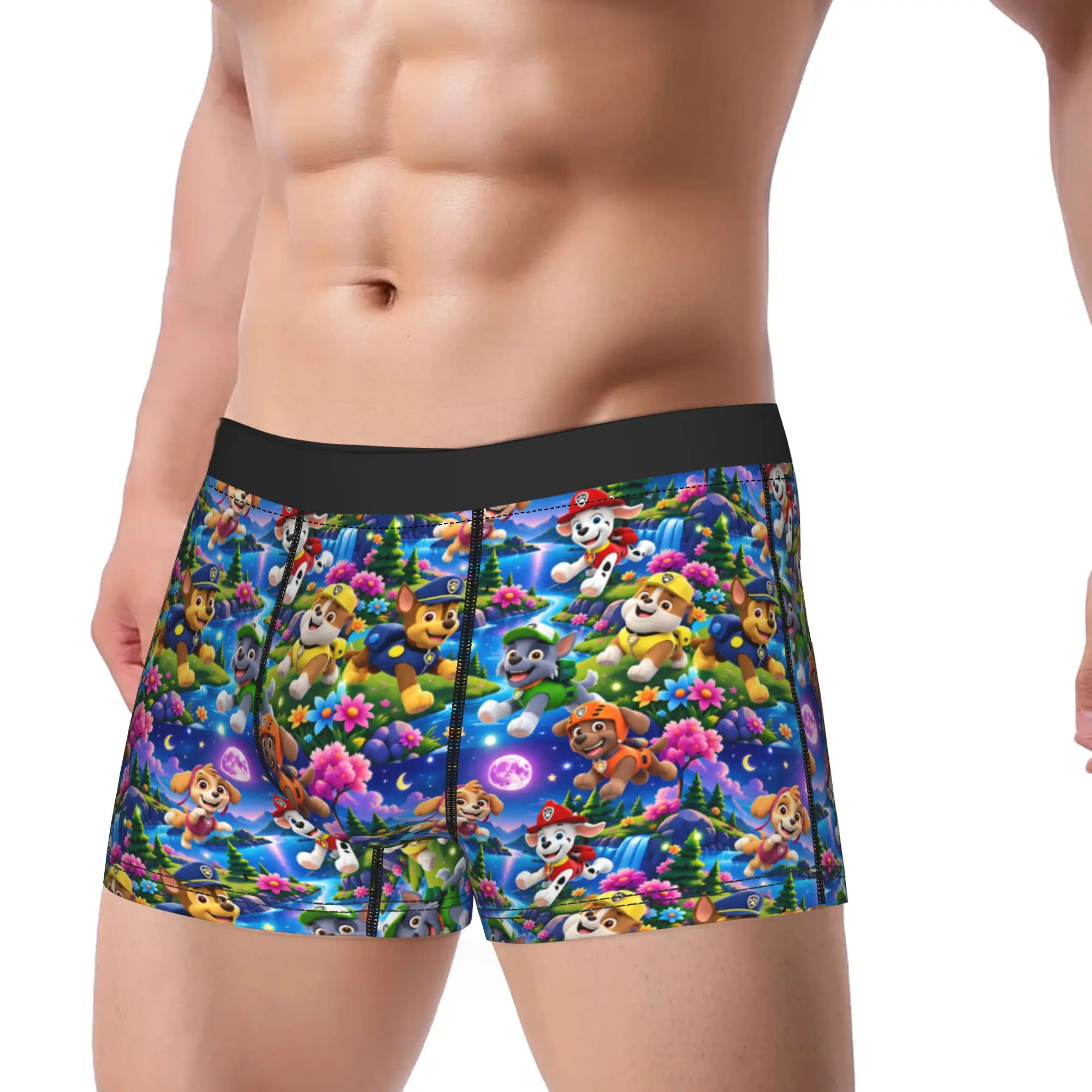 Paw Dogs Moon Night Forest Puppy Art Boxershorts  Pouch Underwear Quality Print Boxer Brief Soft Trend Male Panties Large Size
