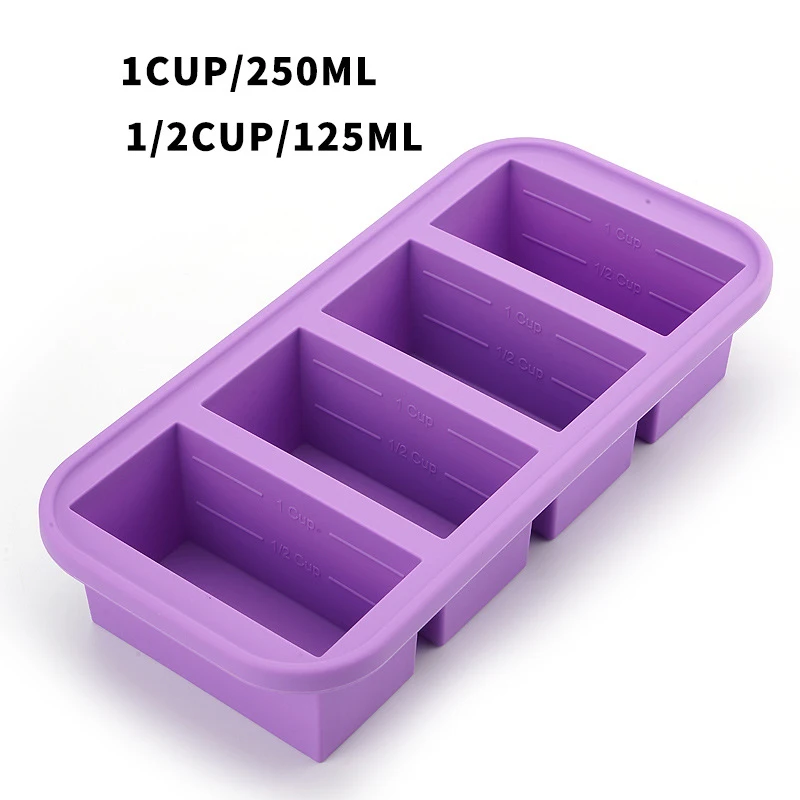 1 Pc 2/4/6 Grid Siliconen Vriezer Schimmel Met Deksel Gekoelde Voedsel Opbergdoos Voedsel doos Ijsbak Schimmel Ijs Doos Vers Houden Doos