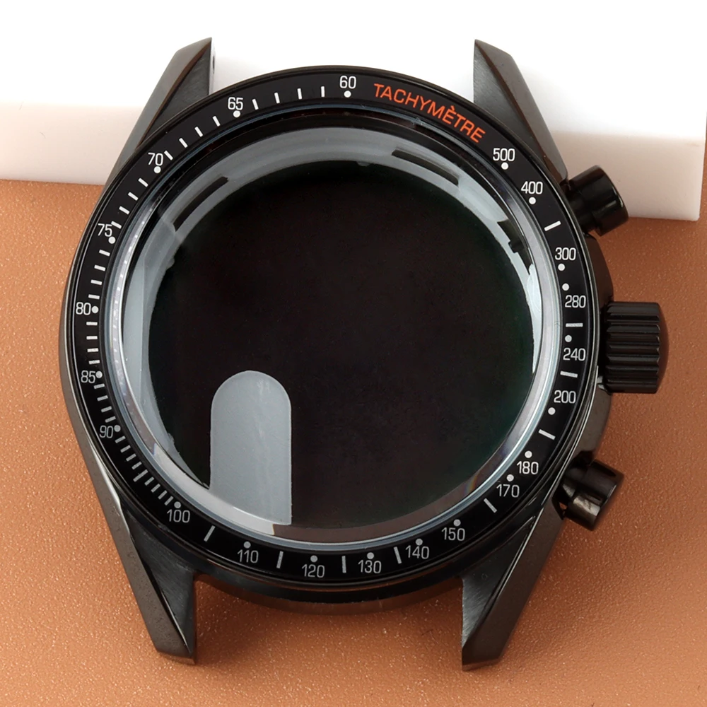 Black 40mm VK63 Case For VK63 VK64 Quartz Chronograph Movement 32.5mm Dial 316L Solid Stainless Steel Watch Case