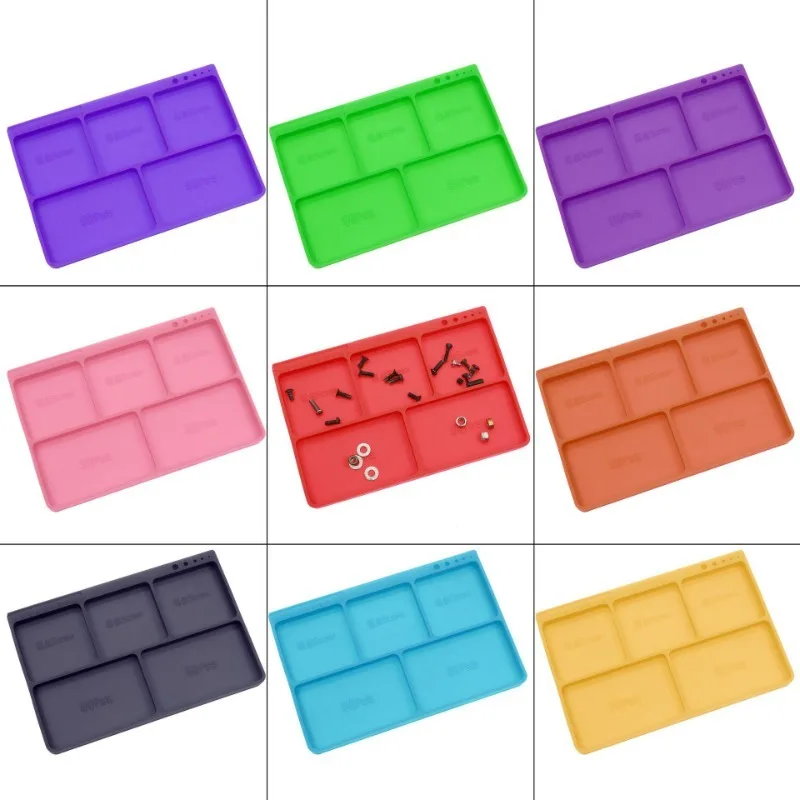 Bandeja de piezas de silicona y soporte para herramientas, organizador antideslizante para herrajes de coche/camión RC, accesorios pequeños