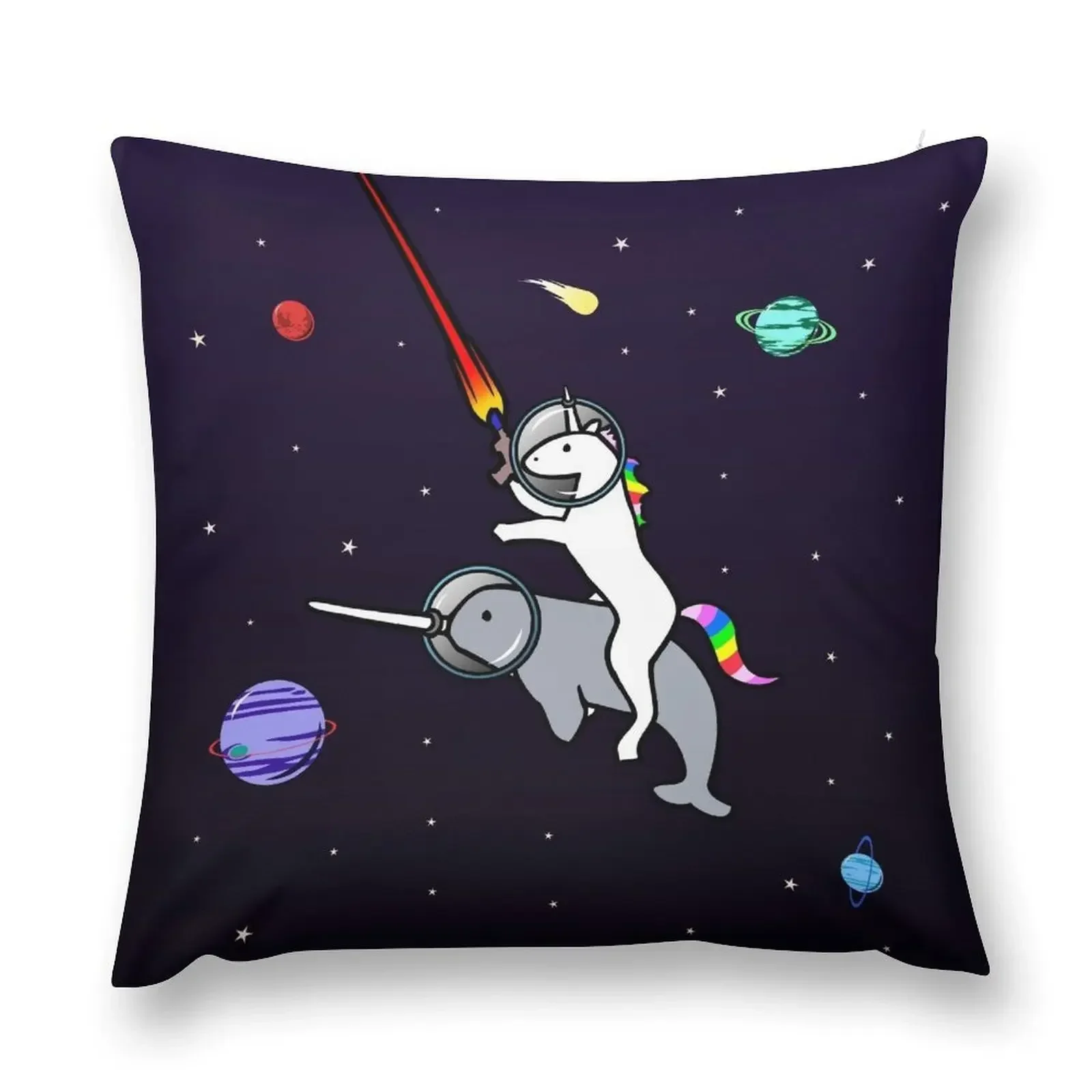 

Unicorn Riding Narwhal In Space Throw Pillow bed pillows Sofa Decorative Covers pillow