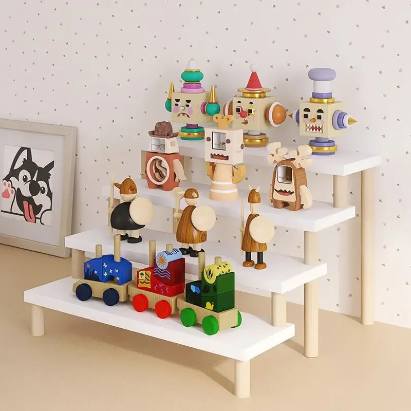 Solid Wood Desktop Handmade Storage Rack Multi-layer Multifunctional Anime Display Stepped Blind Box Ornament Rack