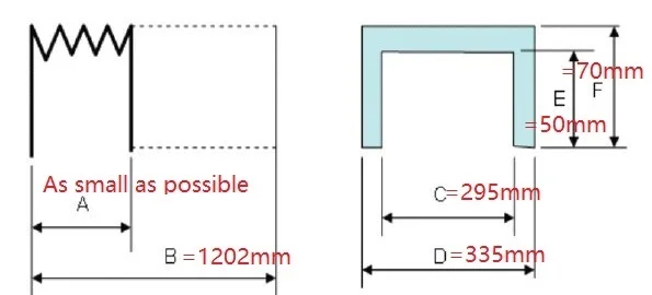 T12 bellows for cnc machine protection, 295mm x 50mm x Lmax 1202mm