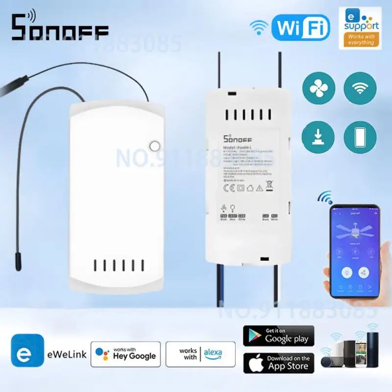 Sonoff Ifan04 Smart Wifi Plafondventilator & Lichtcontroller Rf 433Mhz Afstandsbediening Slimme Domotica Module Voor Alexa Google