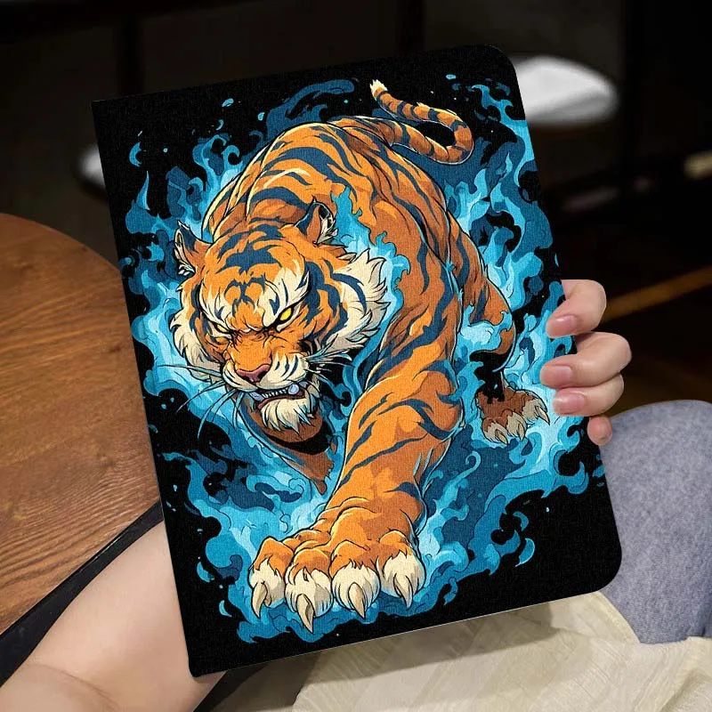 Cartoon Blue Flame Tiger Cover For Lenovo Xiaoxin Tab Pad K10 K11 Y700 P11 3rd GT Pro Plus Gen Tablet Case Gift