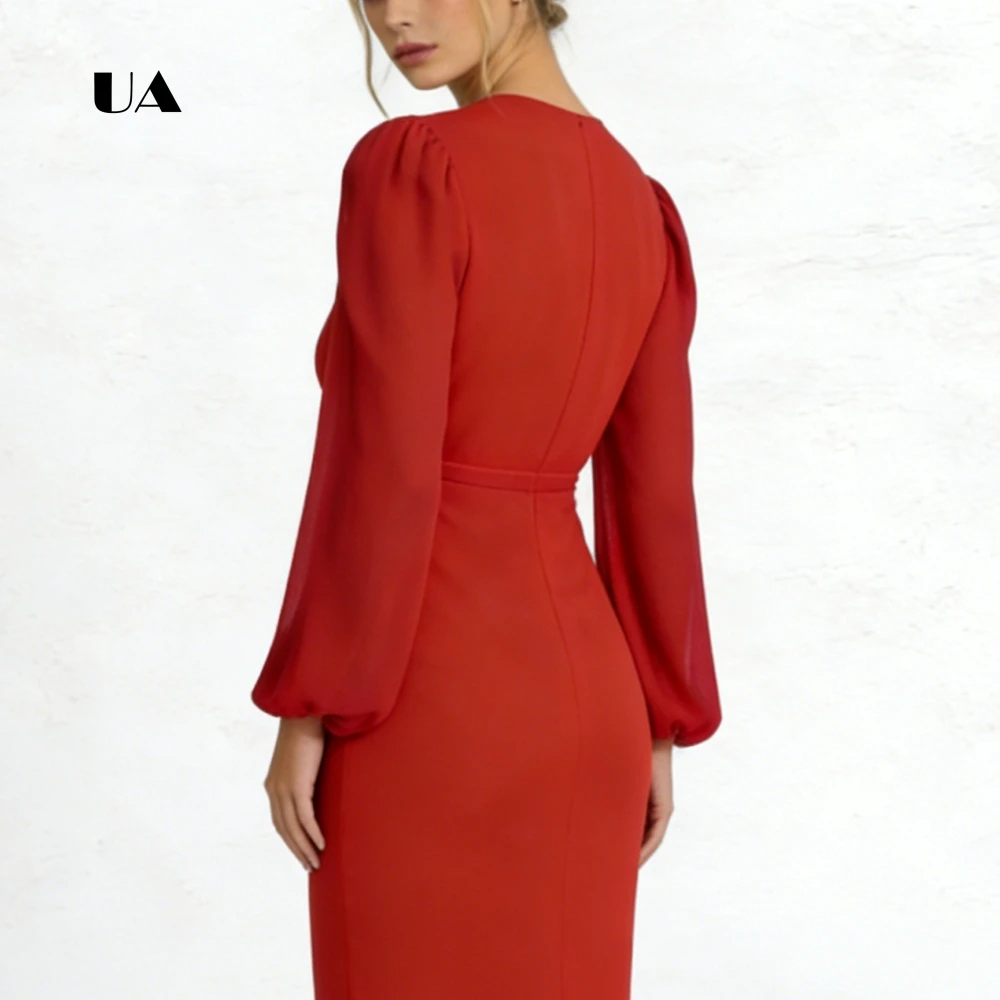 فستان حفلة موسيقية من الشيفون من ULBYANRY مع رقبة على شكل حرف V عميقة، فستان سهرة بأكمام فانوس صلبة، فستان حفلات أنيق مخصص