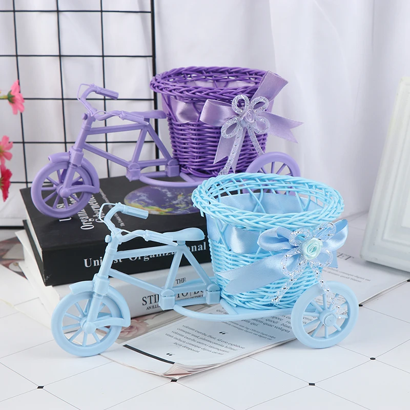 Heim Garten Hochzeit Party Deko Romantische Liebliche Deko-Figuren Miniaturen Rattan-Blumenkorb Vase Dreirad Fahrradmodell