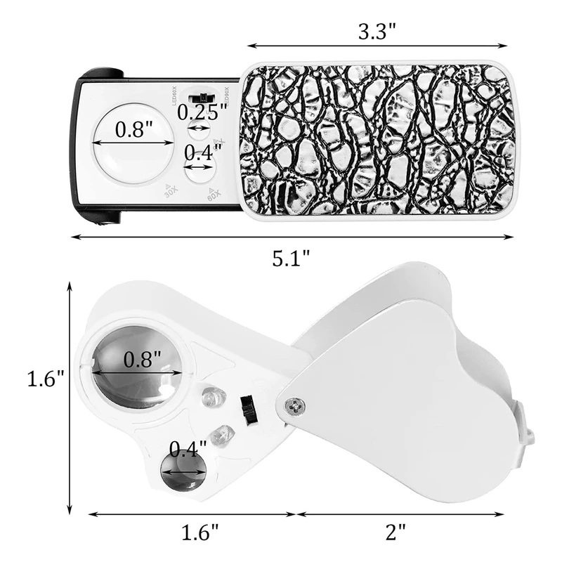2 sztuki lupa jubilerska 30x60x90x lupa lupa lupa jubilerska lupa jasna dioda LED lupa