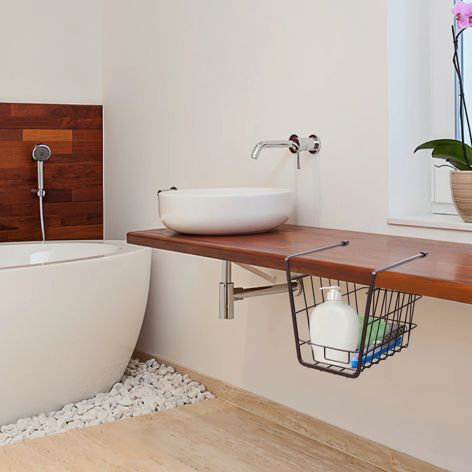 

2 pcs Under Shelf Storage Baskets Iron Wire Organizers For Kitchen Pantry Bathroom Cabinet Hanging Storage Basket Design