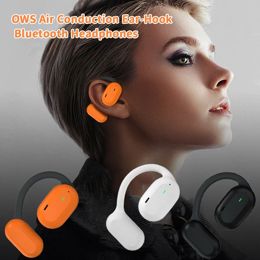 

New OWS Open Ear Bluetooth Single Headphones Air Conduction Ear Hook Design Noise Canceling Sweatproof for Sports Daily Use
