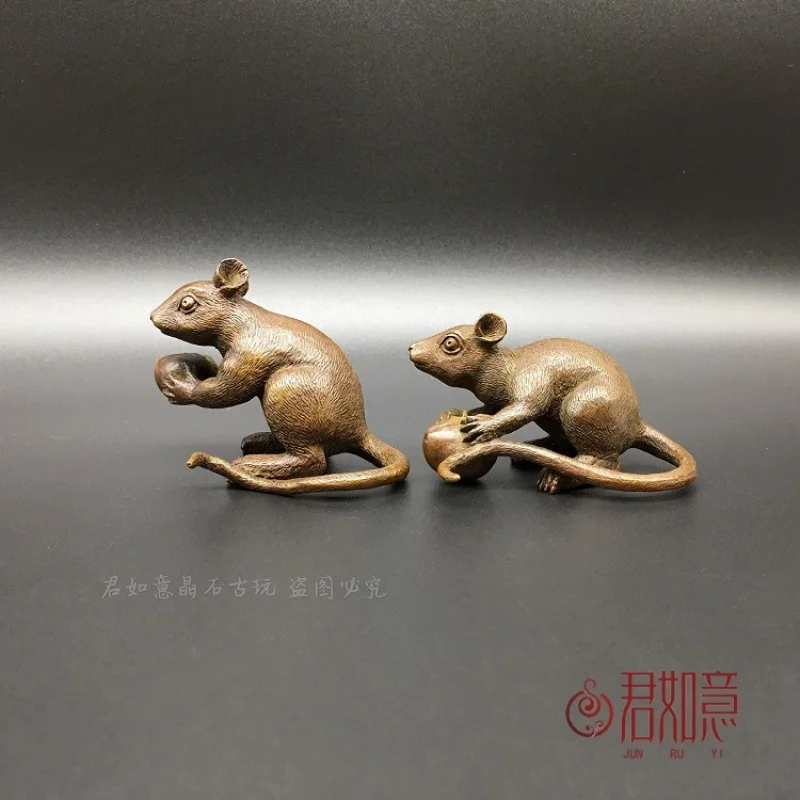 Solid Zodiac Pair Offering Peach Ornament Creative Incense Holder Small Rat Copper Sculpture Tea Pet