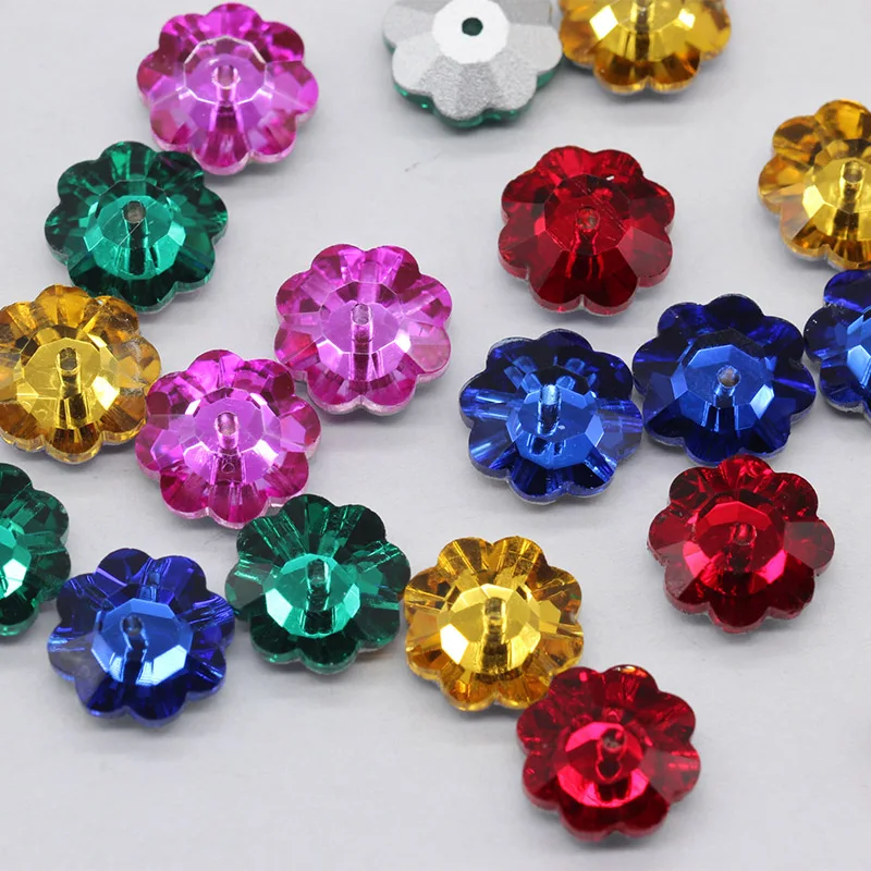 6,8,10,12 mm More Colors Plum Flower Shape Sew On Rhinestones Pointback Sew-on Stone Crystals Strass For Diy Garment Decorations