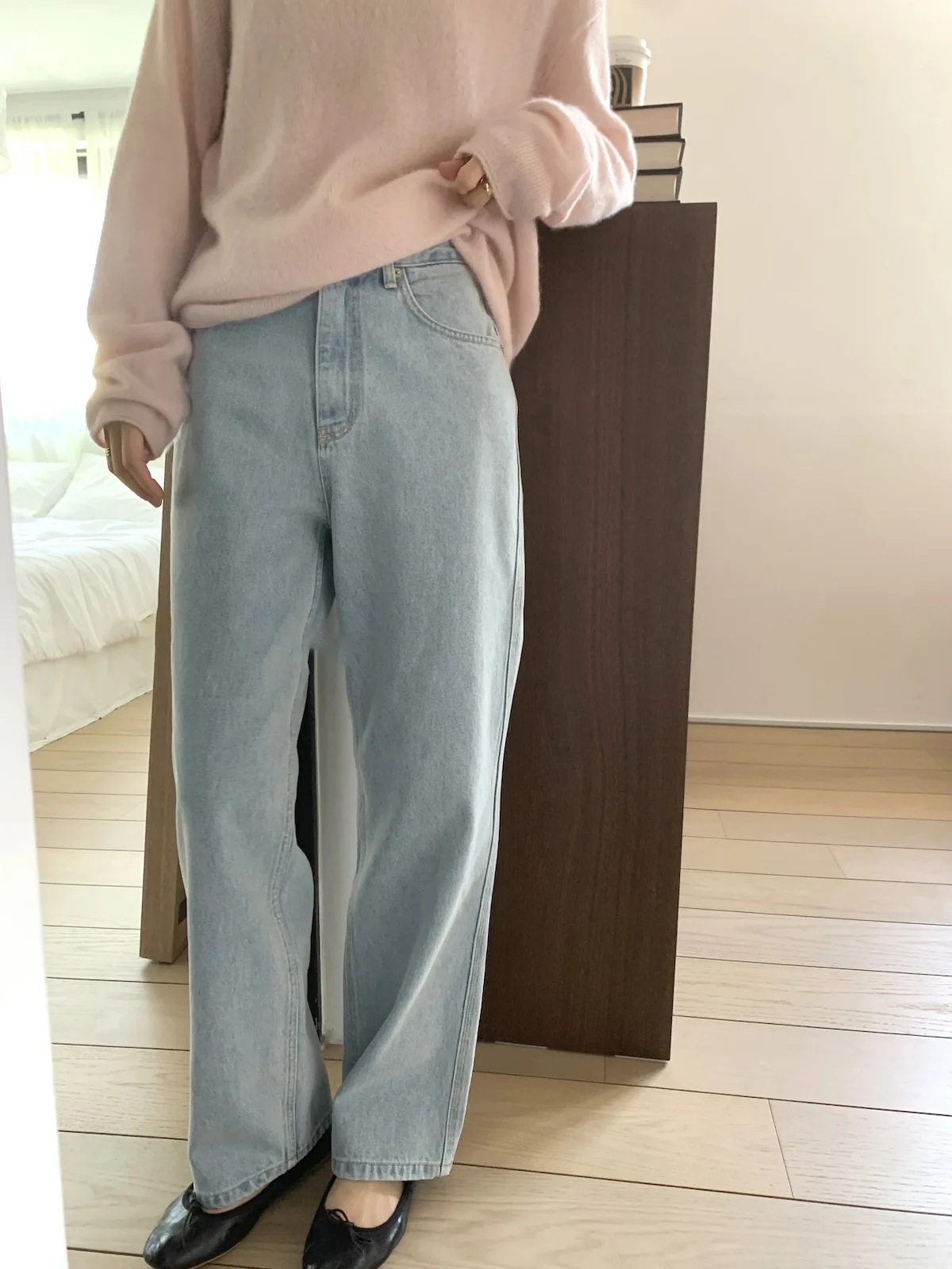 

Светло-голубые джинсы женские прямого кроя для повседневной носки, весенняя новинка, удобные, дышащие, хлопковые, с завышенной талией