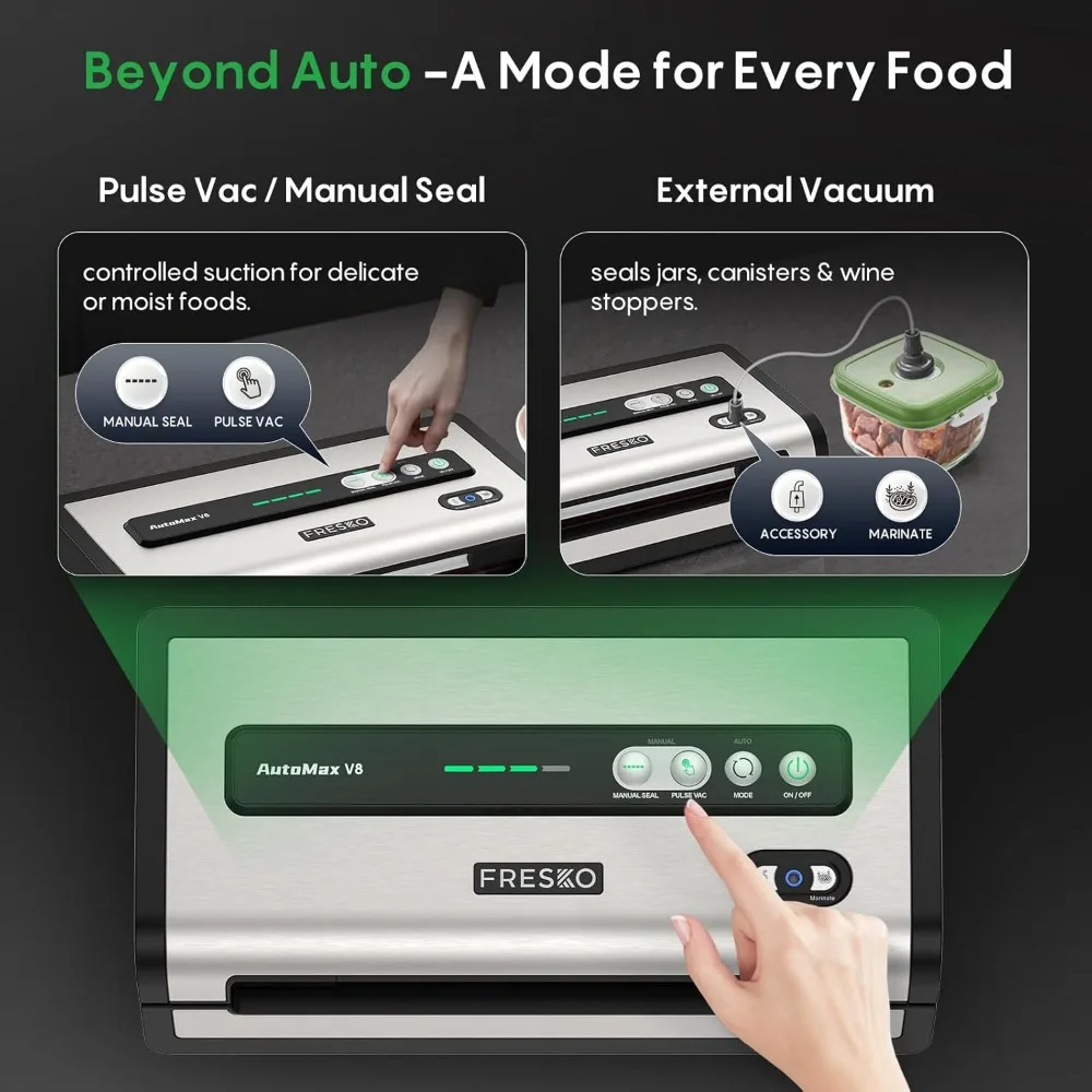 Automatic Vacuum Sealer for Food, Hands-Free, 50 Bags in 20 Mins, Built-in Cutter & Roll Storage - view 6