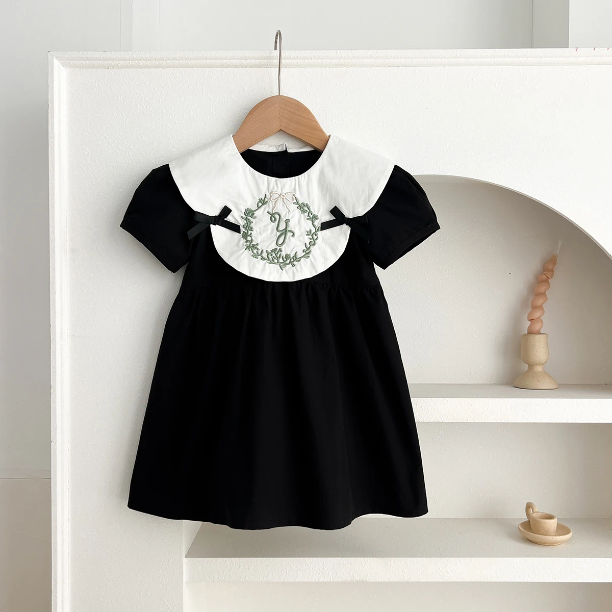 0-6Yrs Mädchen Prinzessin Kleid Baby Mädchen Kleidung Kleid Schmetterling Kragen Baby Mädchen Kleidung Retro Party Schwarz Stickerei Kinder Kleid