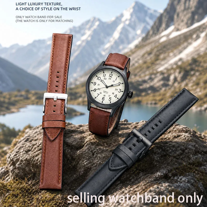 Leather Watch Strap For Timex Expedition Series T49905 T49963 TW2V40500 Retro Leather watchband 20mm 22mm