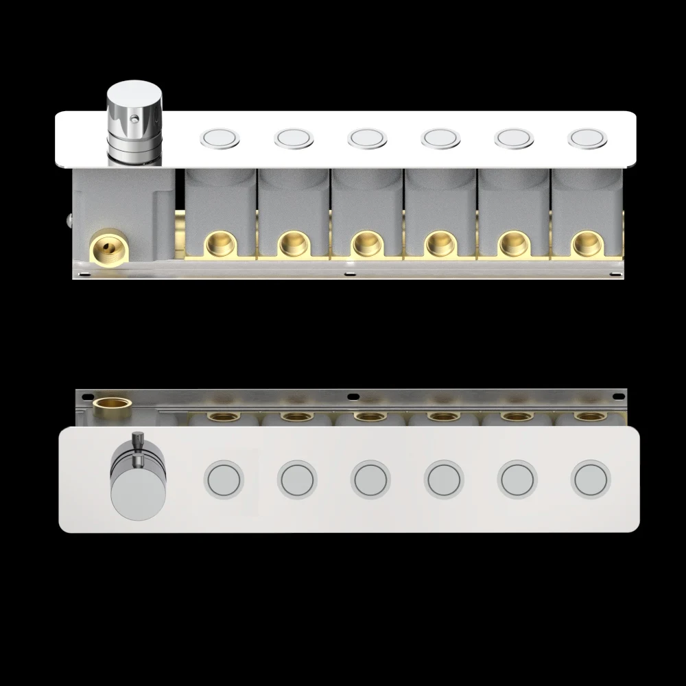 Concealed Thermostatic Button Shower Mixer 6 Ways Valve Showers For The Bathroom Faucet  Large Flow Recessed Thermostate Taps