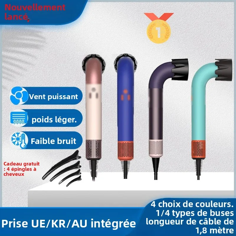 Sèche-cheveux haute puissance original pur 1400 W, cheveux secs rapidement, corps léger, faible bruit, livré avec différents types de buses