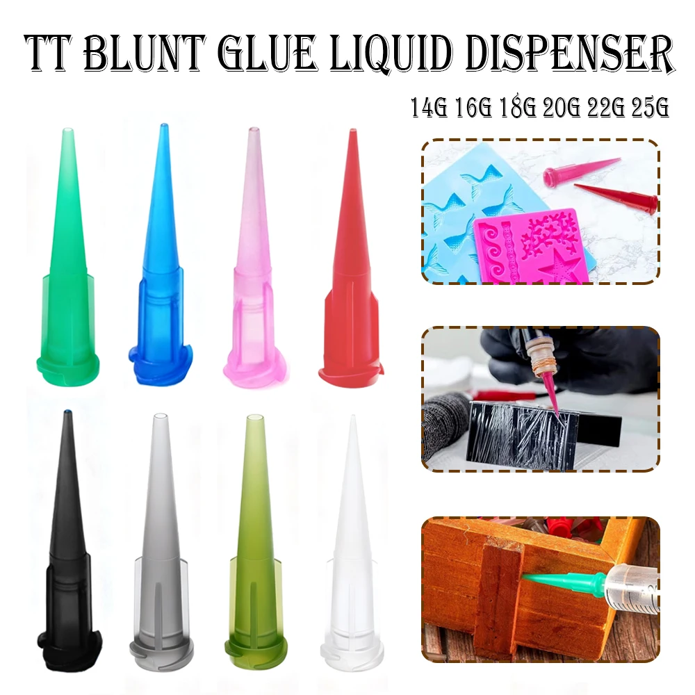 25/50/100 pièces 14-30G TT aiguilles de distributeur de liquide à tête d'épingle conique en plastique pointe aiguille de colle en plastique, pour le remplissage de liquide de colle