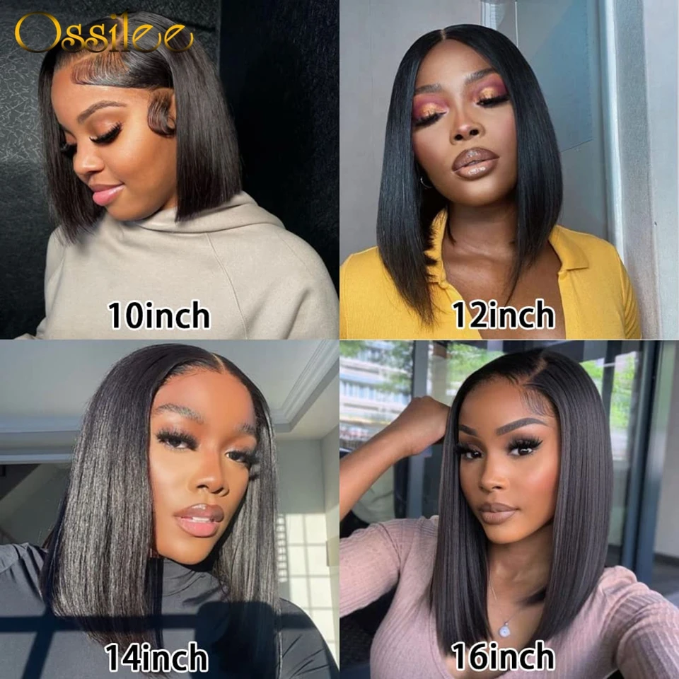 Ossilee Bob Wig Lace Front Human Hair Wigs Straight Lace Front Wig Pixie Cut Wig Glueless Wig Human Hair Ready to Wear