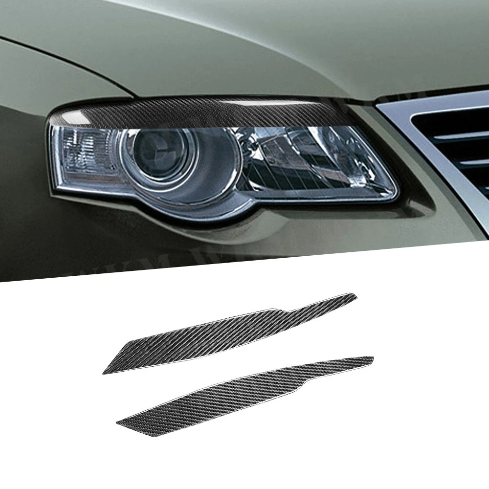 

Real Carbon Fiber Lamp Eyebrow Headlight Cover for Volkswagen Passat B6 3C 2005-2010 Car Auto Para Accessories Lamp Eyelids Trim