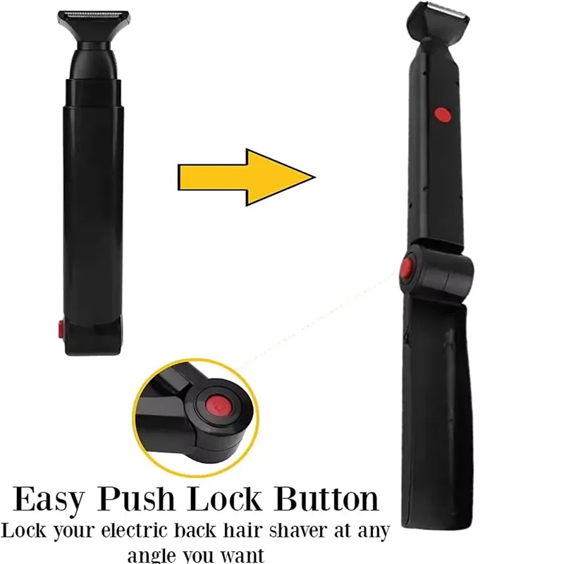 جودة عالية مقبض طويل مقاوم للماء الرجال ماكينة حلاقة الظهر USB قابلة للشحن الجسم الشعر المتقلب للطي ماكينة حلاقة الظهر للرجال